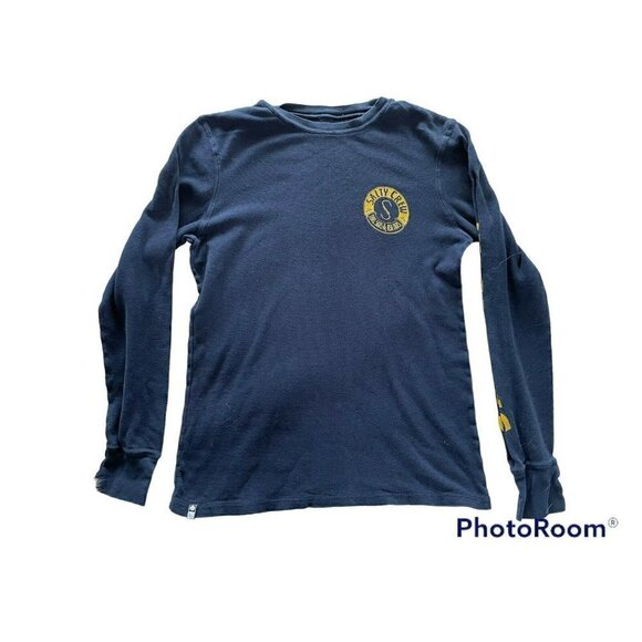 Salty Crew Men's Sz M Blue Thermal Sailor Fisherman Shirt Yellow Logo - Picture 5 of 6